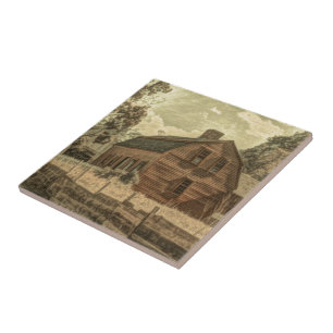 Rustic Westerna Land Farmhouse Chic Red Barn Kakelplatta