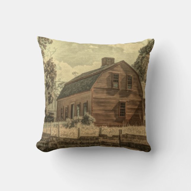 Rustic Westerna Land Farmhouse Chic Red Barn Kudde (Framsida)
