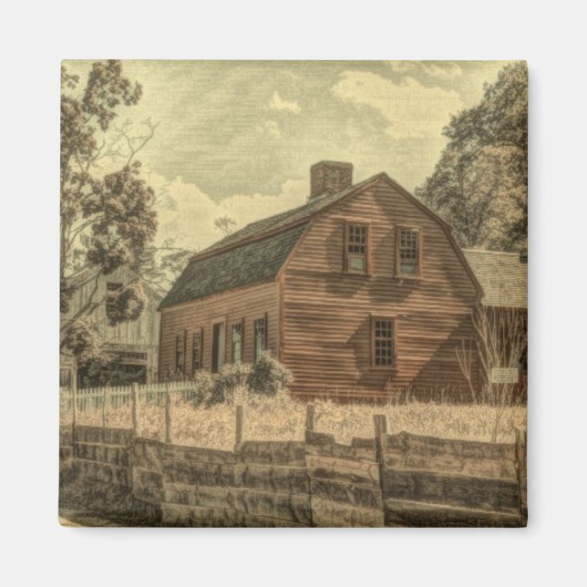 Rustic Westerna Land Farmhouse Chic Red Barn Magnet (Framsidan)