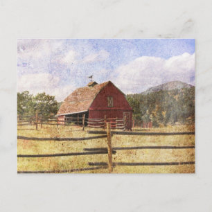 Rustic Westerna Land-jordbrukets primitive Red Bar Vykort