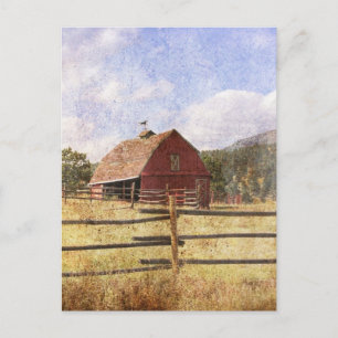 Rustic Westerna Land-jordbrukets primitive Red Bar Vykort