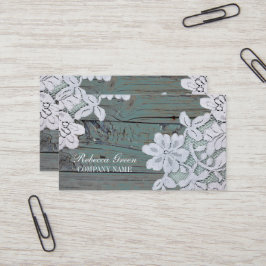 Rustic Westerna Land White Snöre Teal Barn Wood Visitkort