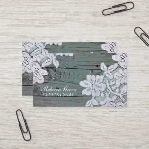 Rustic Westerna Land White Snöre Teal Barn Wood Visitkort