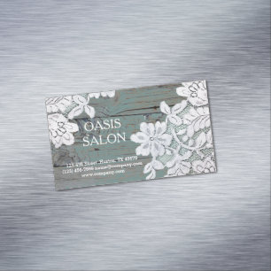 Rustic Westerna Land White Snöre Teal Barn Wood Visitkortmagnet