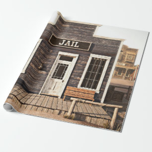Rustic westerna stadsfängelse.. 3d. Del av en väst Presentpapper