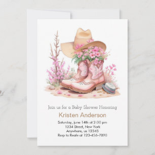 Rustic Westerna Stil Cowgirl Baby Shower Inbjudningar