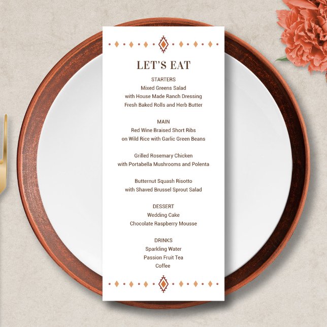 Rustic Westernare Bröllop Menu Program (Rustic Western Wedding Menu Card)