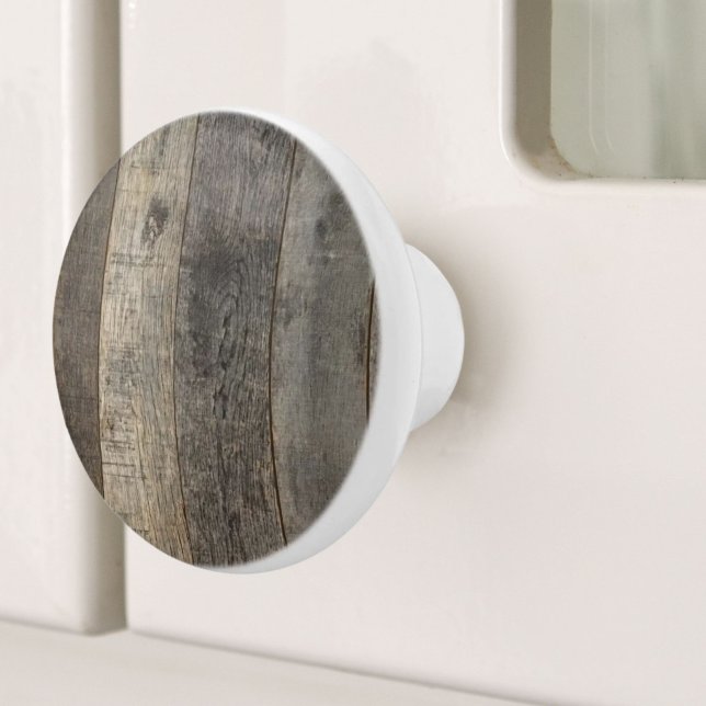 Rustic Westernare Land Farmhouse Grått Barn Wood Knopp (Rustic Western Country Farmhouse Grey Barn Wood Ceramic Knob)