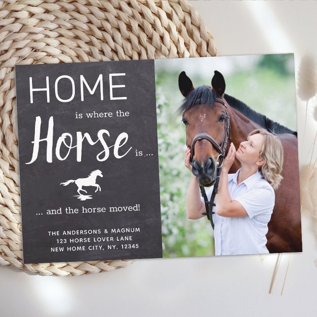 Rustic Weve Flyttat Ny adress Horse Photo Flytta Meddelande (Skapare uppladdad)