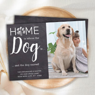 Rustic Weve Flyttat Ny adress Pet Photo Hund Flytt Meddelande