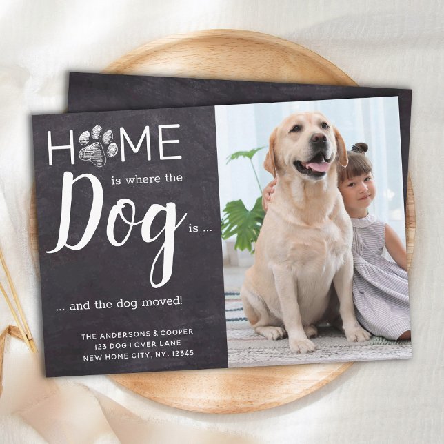 Rustic Weve Flyttat Ny adress Pet Photo Hund Flytt Meddelande (Skapare uppladdad)