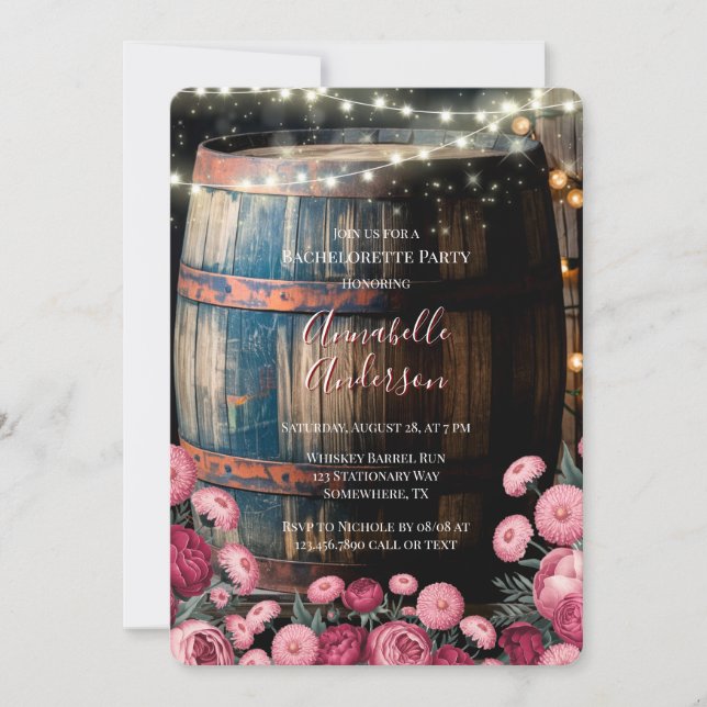 Rustic Whiskey Barrel Bachelorette Party Inbjudningar (Framsida)