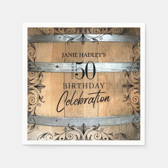 Rustic Whiskey Barrel Birthday Papper Pappersservett (Framsidan)