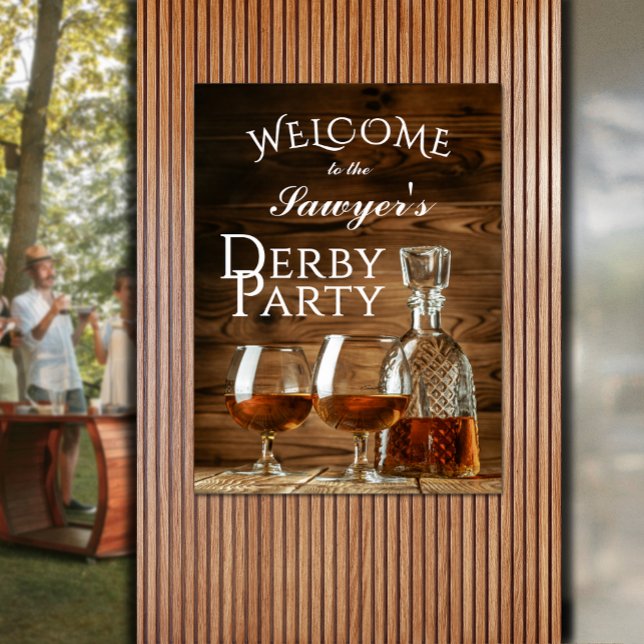 Rustic Whiskey Derby Party Välkommen Poster (Rustic whiskey decanter and glasses Derby party poster - INSTANT DOWNLOAD and/or PRINTED)