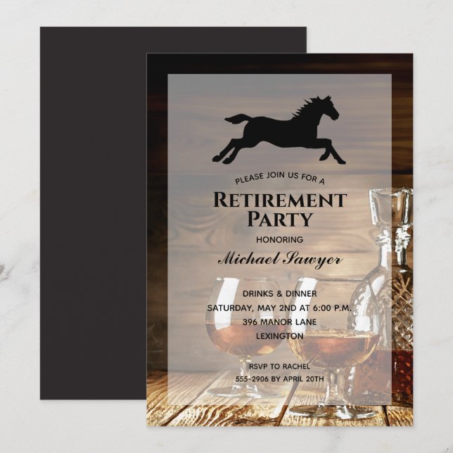 Rustic Whiskey Pension-partiets inbjudningar (Fram/baksida)
