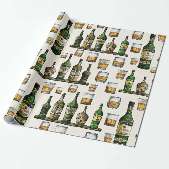 Rustic Whiskey Presentpapper (Utrullad)