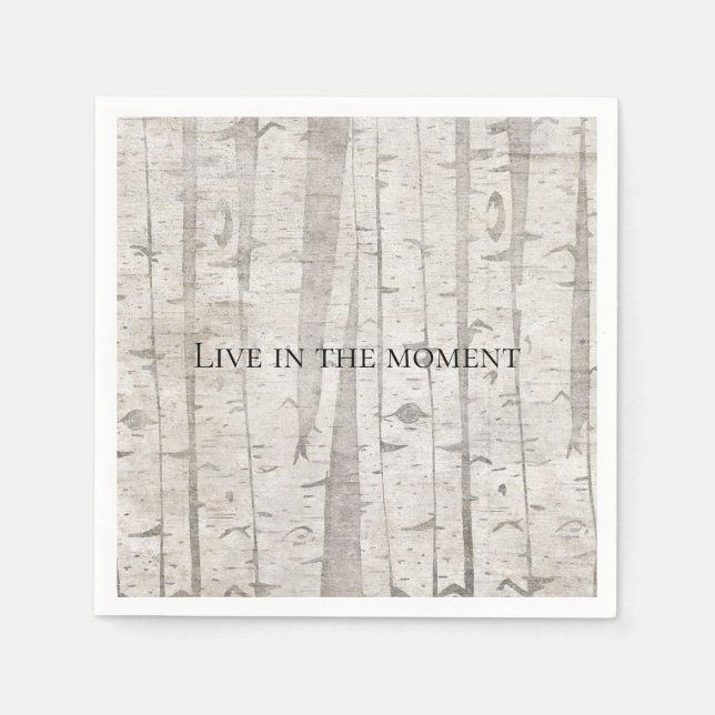 Rustic White Birch Träd Pappersservett (Framsidan)