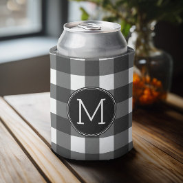 Rustic White Black Buffalo Check Mönster Monogram