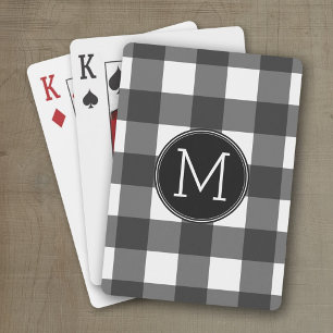 Rustic White Black Buffalo Play Mönster Monogram Casinokort