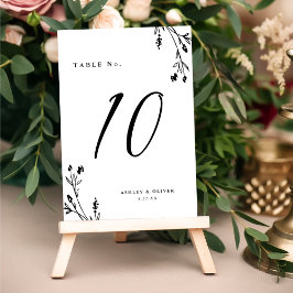 Rustic White & Black Wildblommor Boho Bröllop Bordsnummer