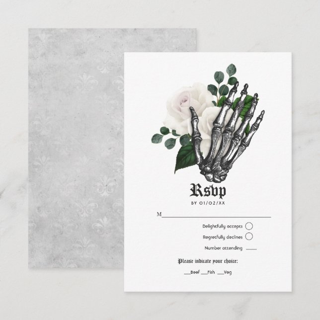 Rustic White Blommigt Gothic Bröllop OSA Kort (Fram/baksida)