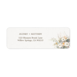 Rustic White Blooms Returadress Etikett