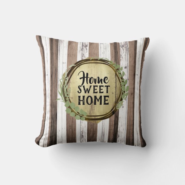 Rustic White & Brown Wood Botanical Wandeann Barn Kudde (Framsida)