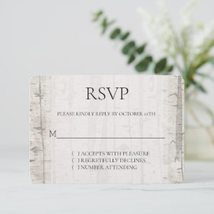 Rustic White Cream Birch Träd Bröllop OSA Kort
