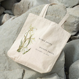 Rustic White Daffodil Blommigt Vattenfärg Bröllop Tygkasse