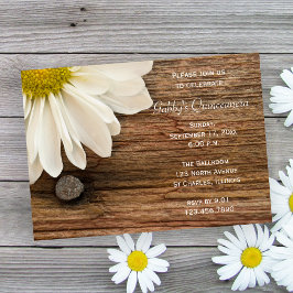 Rustic White Daisy Barn Wood Land Quinceanera Inbjudningar
