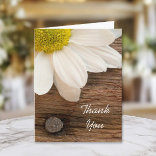 Rustic White Daisy och Brown Barn Wood Tack Kort