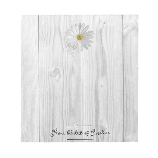 Rustic White Daisy Personlig Anteckningsblock (Framsida)