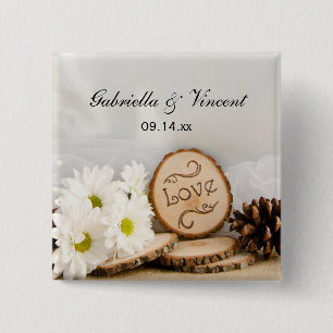 Rustic White Daisy Woodland Bröllop Knapp