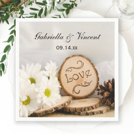 Rustic White Daisy Woodland Bröllop Pappersservett