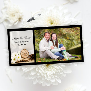 Rustic White Daisy Woodland Bröllop spara datum Datumet