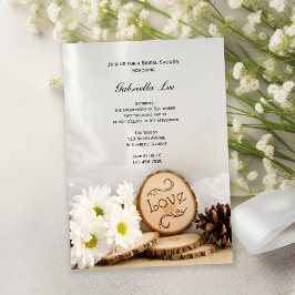 Rustic White Daisy Woodland Möhippa Inbjudningar