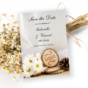 Rustic White Daisyn Skogen Bröllop spara datum Datumet