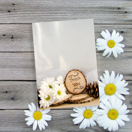 Rustic White Daisys Woodland Bröllop Tack Kort
