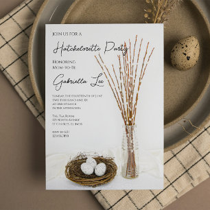 Rustic White Eggs Hatchelorette Party Inbjudningar