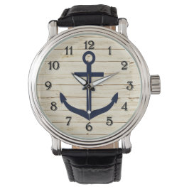 Rustic White Faux Wood med Anchor Armbandsur
