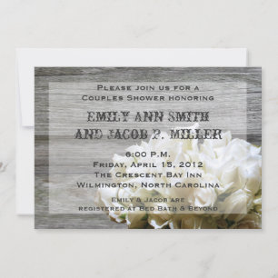 Rustic White Flowers Par Shower-inbjudningar Inbjudningar