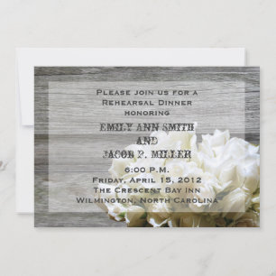 Rustic White Flowers Rehearsal Dinner Investigatio Inbjudningar