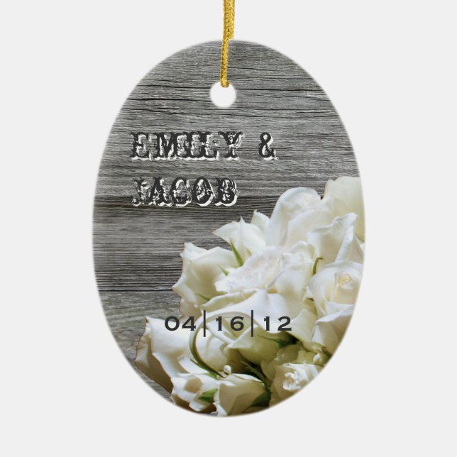Rustic White Flowers Wedding Favor Ornament (Framsidan)