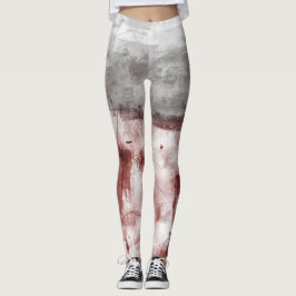 Rustic White Grått Burgundy Abstrakt Nr56 Leggings