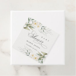 Rustic White Greenery Blommigt Bunch Baby Shower Gåvor Etiketter