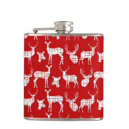 Rustic White-Hjort på röd vinylförpackad kolv Fickplunta