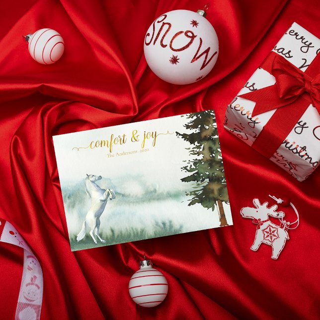 Rustic White Horse jul Helgkort (Skapare uppladdad)