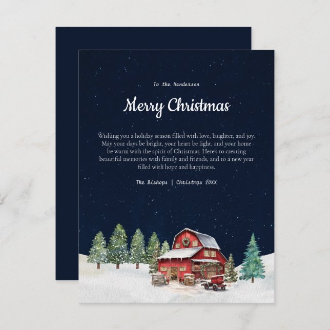 Rustic White jul Barn Julkort (Fram/baksida)