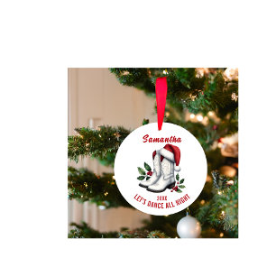 Rustic White Land CowboyBoots Ornament