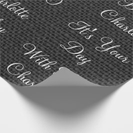Rustic White Linen Black Graphite-Personlig Presentpapper